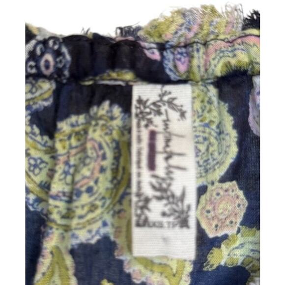 Free People Bodysuit Women XS Navy Blue Sundown Paisley Boho Peasant Festival - Picture 6 of 11